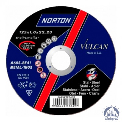 Диск отрезной по металлу 125х1,6x22,23 мм NORTON VULCAN купить в Нижнекамске