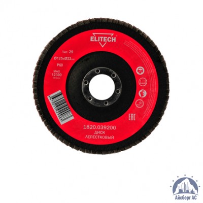 Круг лепестковый КЛТ 125х22 мм, P60, Elitech, 1820,039000 купить в Нижнекамске